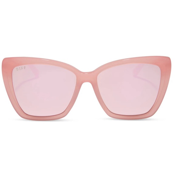 DIFF Becky II Sunglasses Peach Frame Cherry Blossom Mirror Lens Cat Eye NWT main image 6